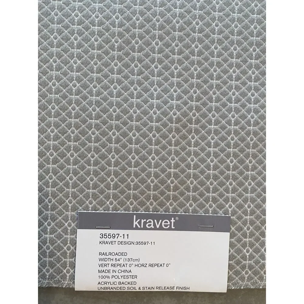 Pair Kravet Midweight Gray White Jacquard Prints 25